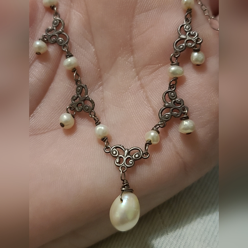 Victorian Sterling Pearl Necklace